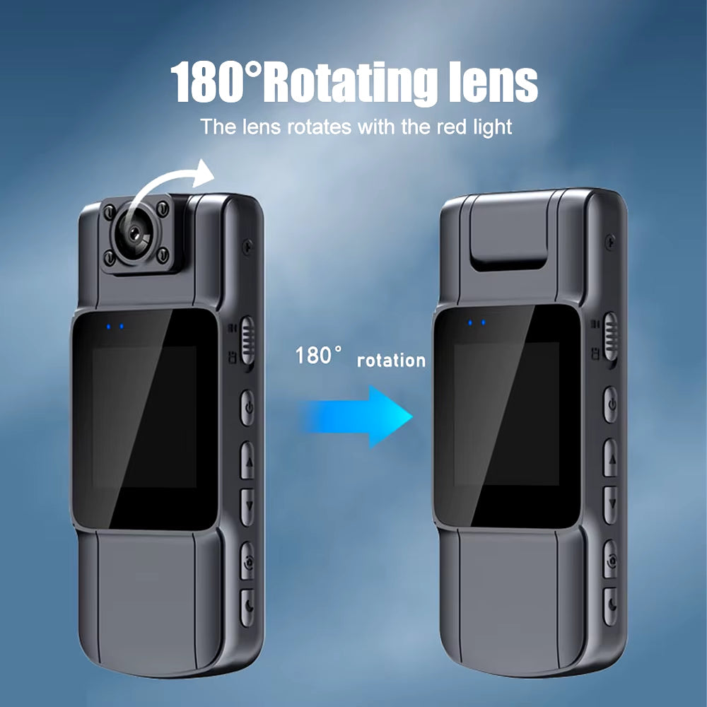 4K UHD Mini Body Camera with Audio and Video Recording 150°Wide Angle 180°Lens Rotatable 7 Hour Battery Life Wifi Video Camera