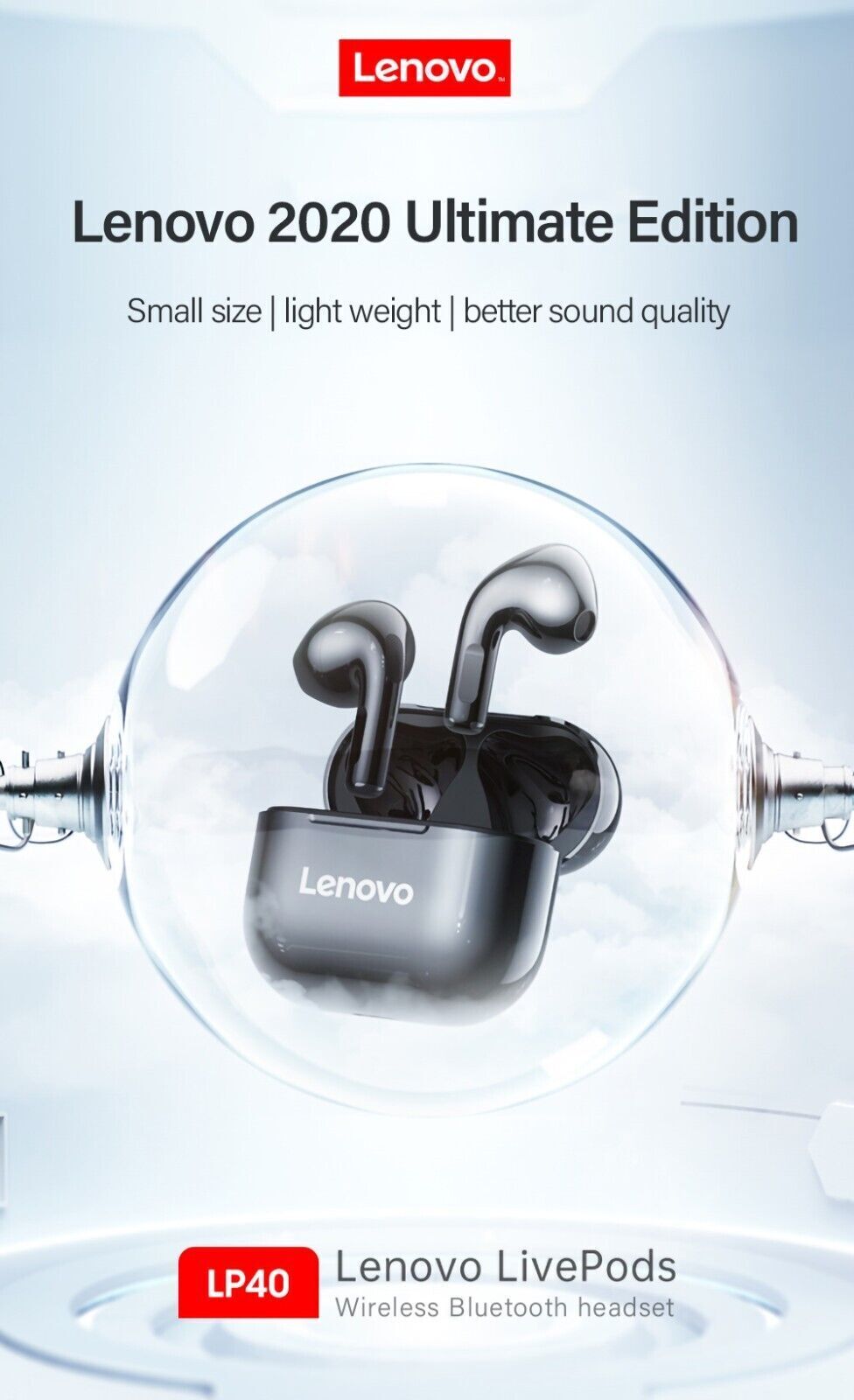 Lenovo LP40 TWS Bluetooth 5.0 Wireless Earbuds